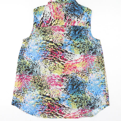 Therapy Womens Multicoloured Geometric Polyester Basic Button-Up Size 8 Collared