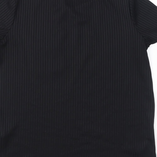 Zara Womens Black Polyester Basic T-Shirt Size M Round Neck