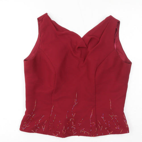 Venus Womens Red Polyester Basic Tank Size 16 Cowl Neck