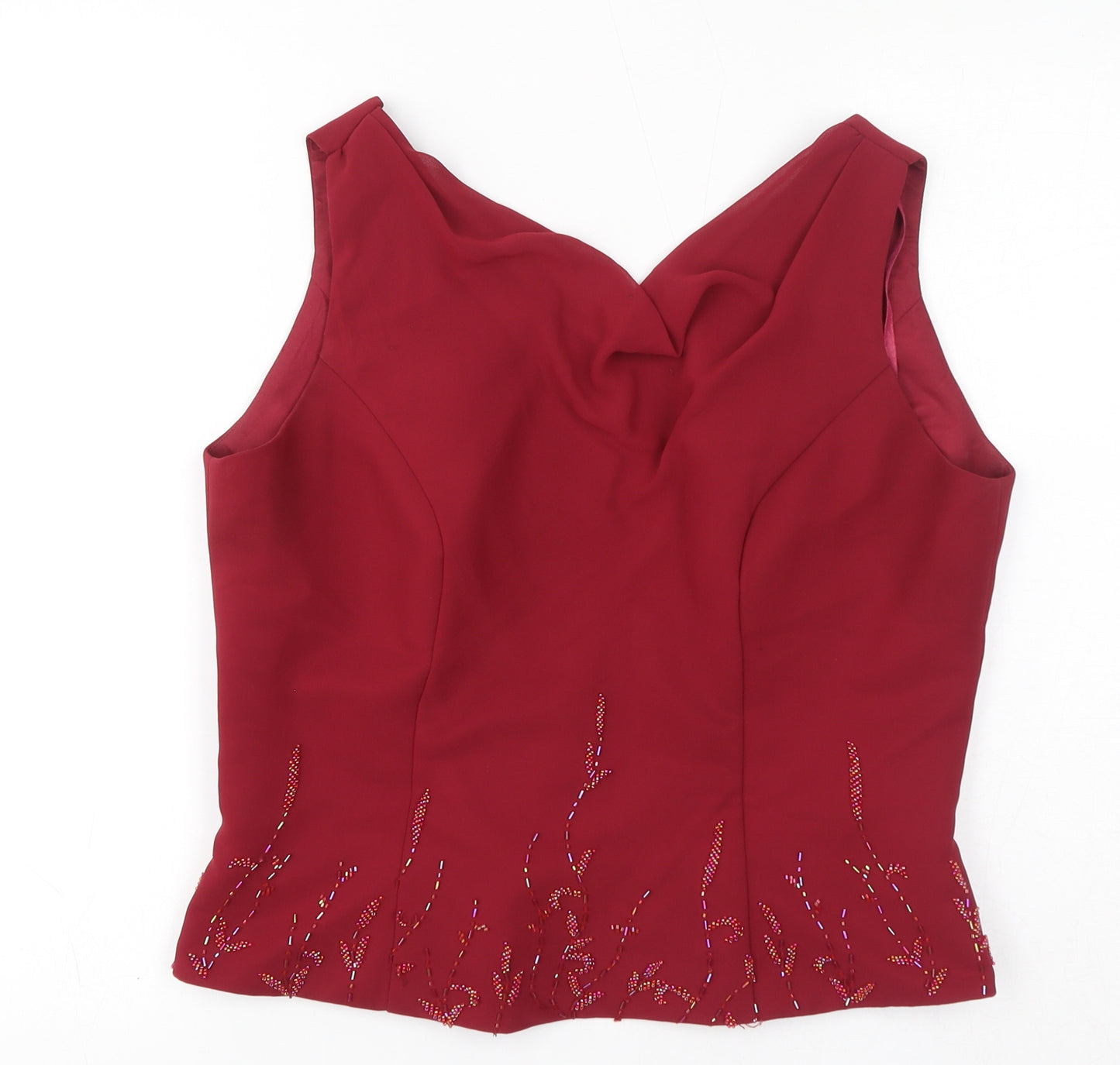 Venus Womens Red Polyester Basic Tank Size 16 Cowl Neck