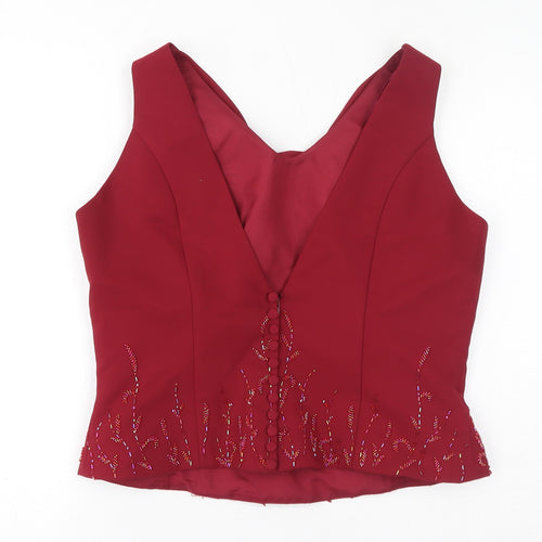 Venus Womens Red Polyester Basic Tank Size 16 Cowl Neck