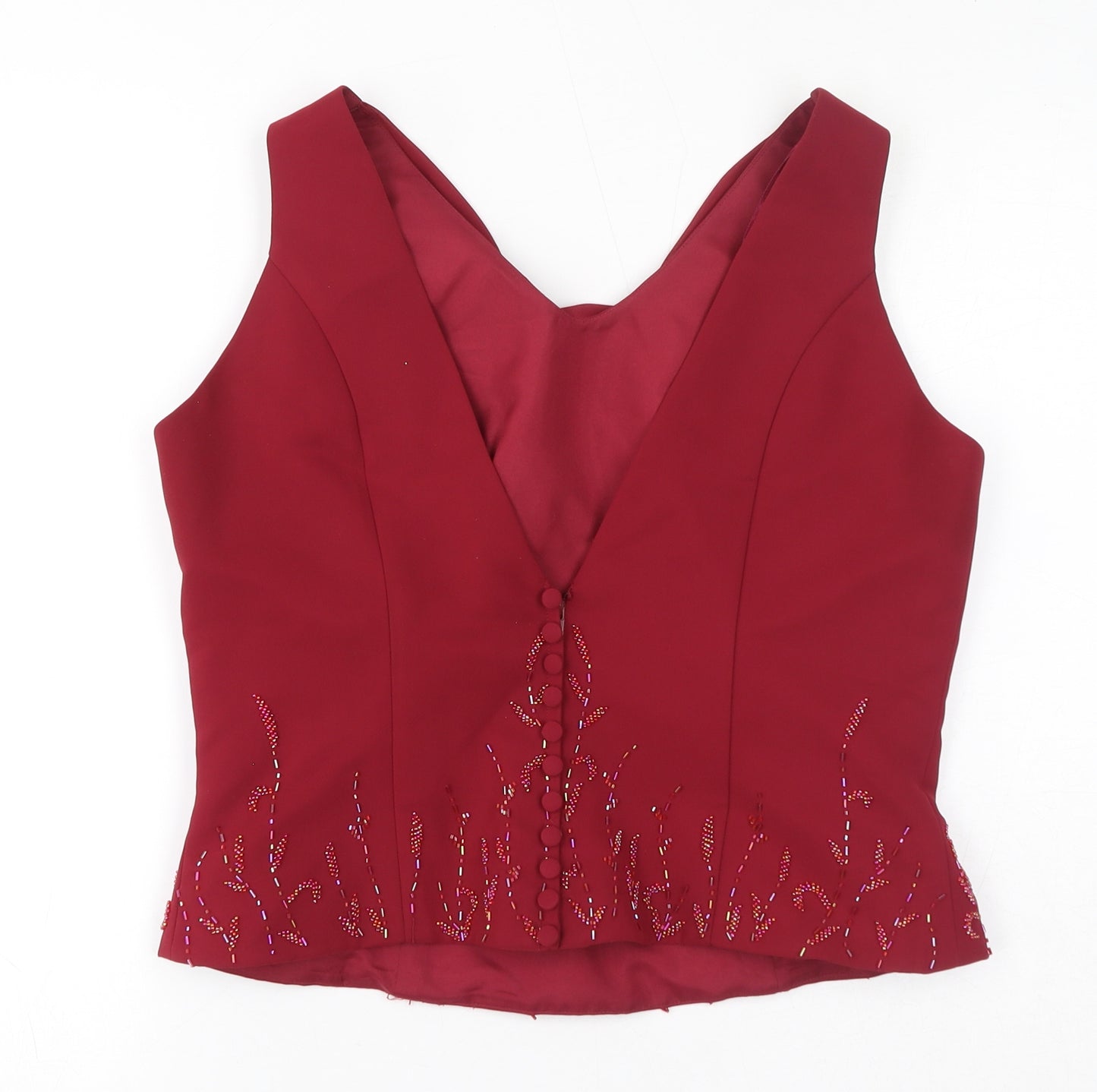 Venus Womens Red Polyester Basic Tank Size 16 Cowl Neck
