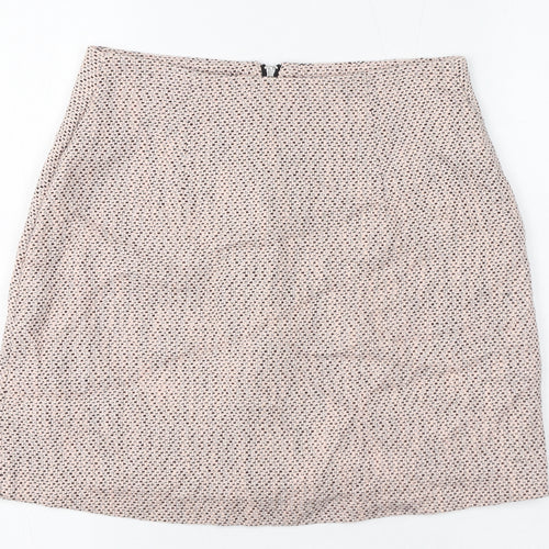 New Look Womens Pink Geometric Cotton A-Line Skirt Size 8 Zip