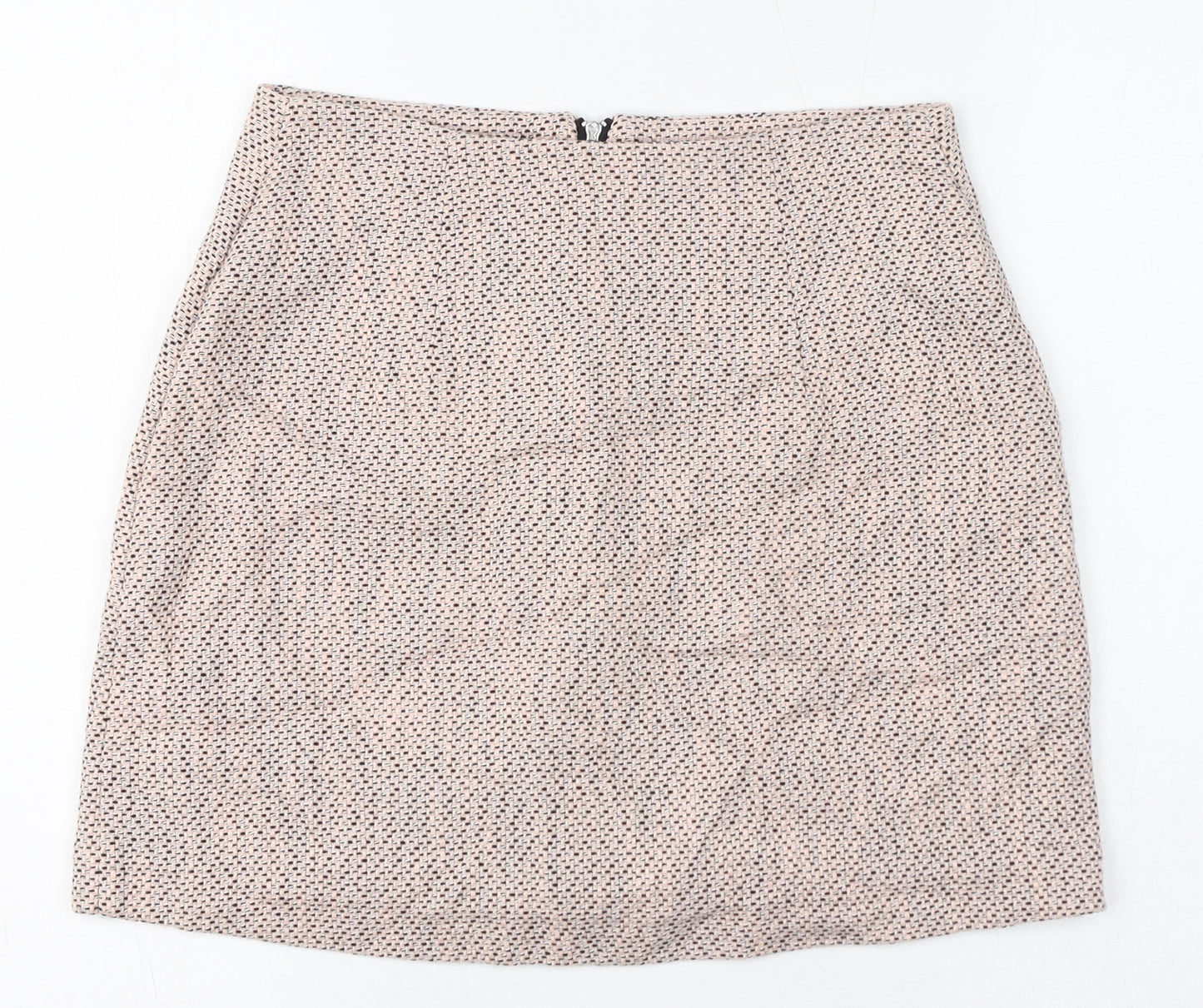 New Look Womens Pink Geometric Cotton A-Line Skirt Size 8 Zip