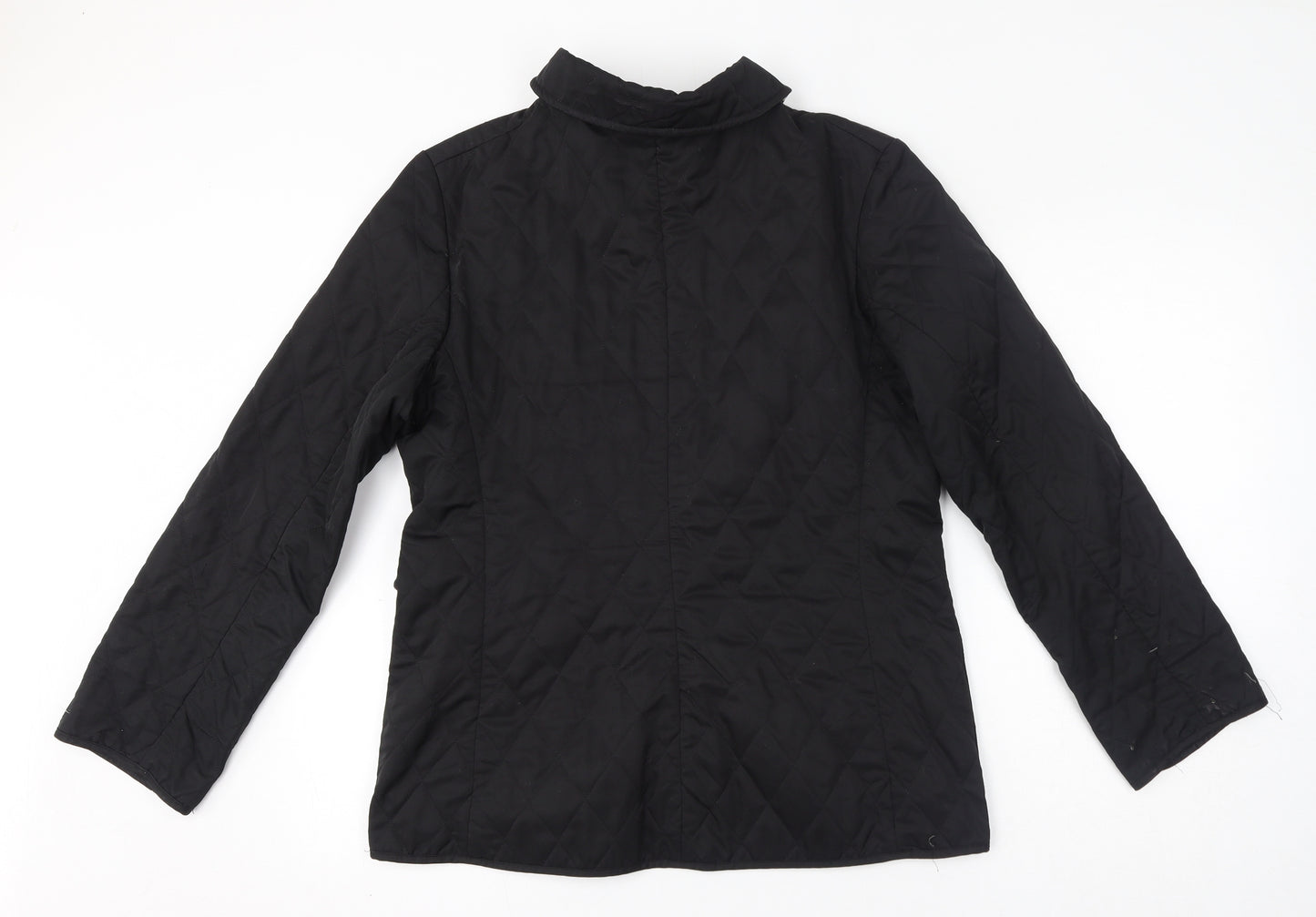 Burberry Womens Black Quilted Jacket Size M Button