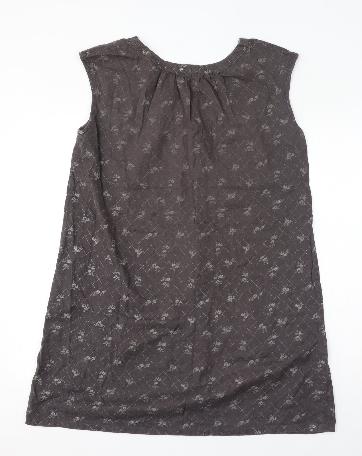 Toast Womens Grey Geometric 100% Cotton Shift Size 10 Round Neck Pullover - Floral