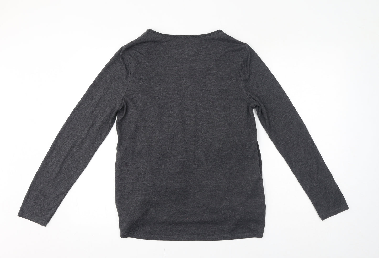 BHS Womens Grey Cotton Basic Blouse Size 14 Scoop Neck - Twin Set