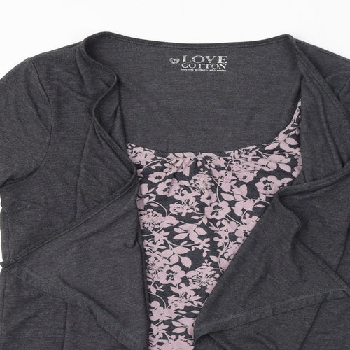 BHS Womens Grey Cotton Basic Blouse Size 14 Scoop Neck - Twin Set