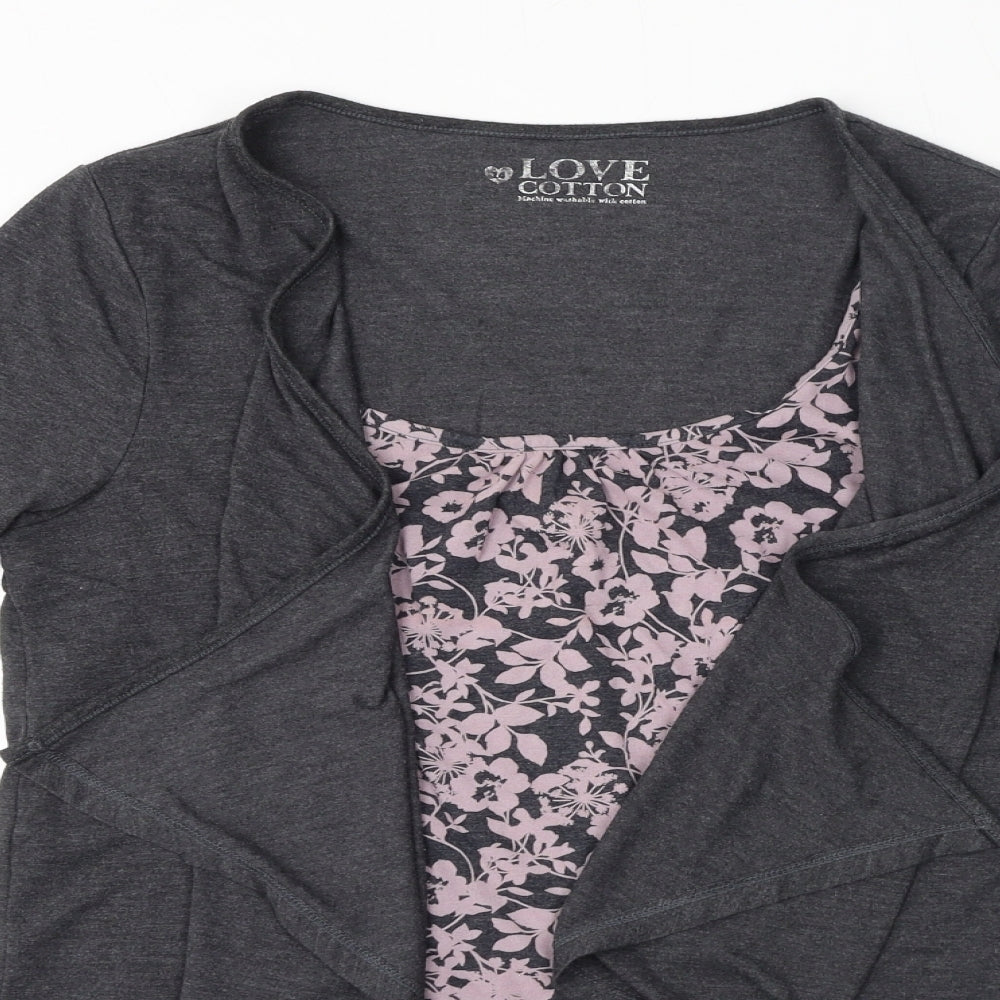 BHS Womens Grey Cotton Basic Blouse Size 14 Scoop Neck - Twin Set