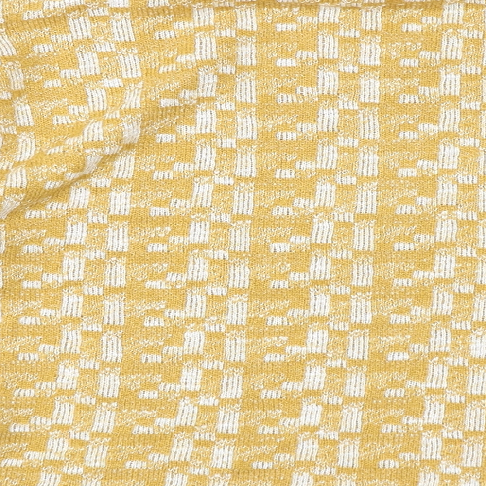 Marks and Spencer Womens Yellow Round Neck Geometric Viscose Pullover Jumper Size 10