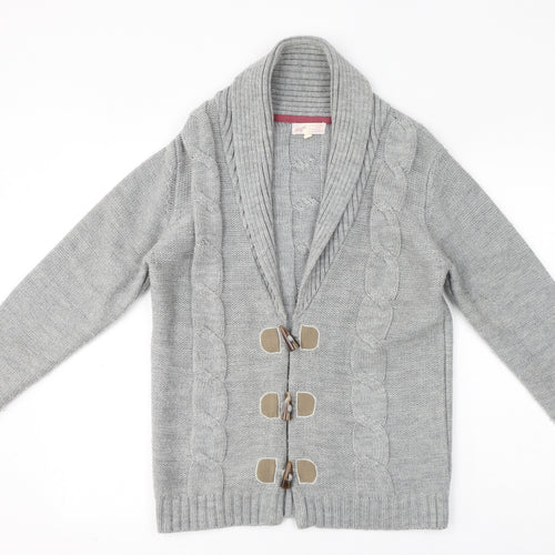 Angel Womens Grey V-Neck Acrylic Cardigan Jumper Size XS - Elbow patches