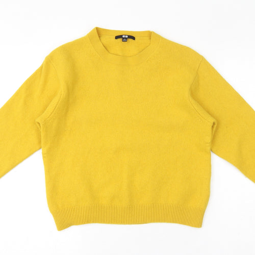 Uniqlo Womens Yellow Round Neck Wool Pullover Jumper Size S