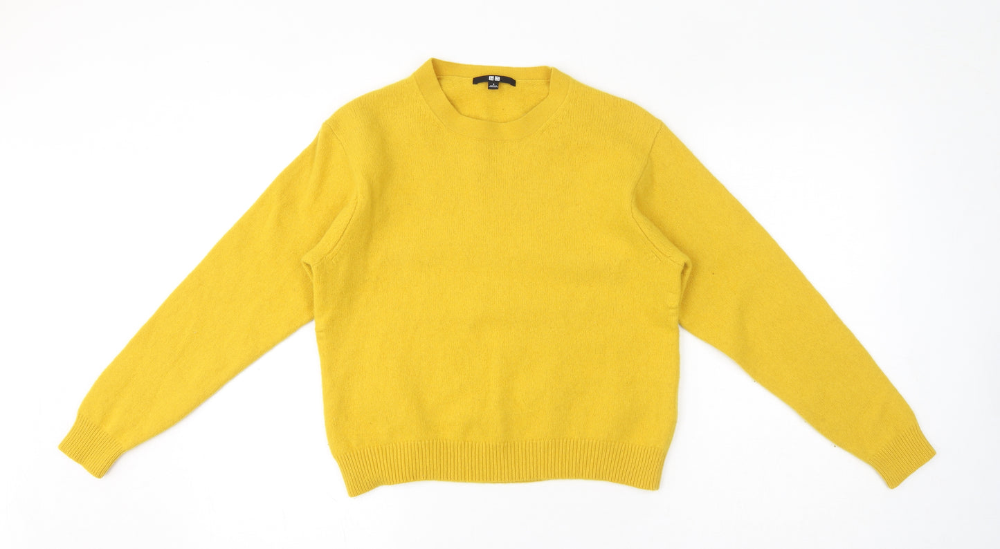 Uniqlo Womens Yellow Round Neck Wool Pullover Jumper Size S