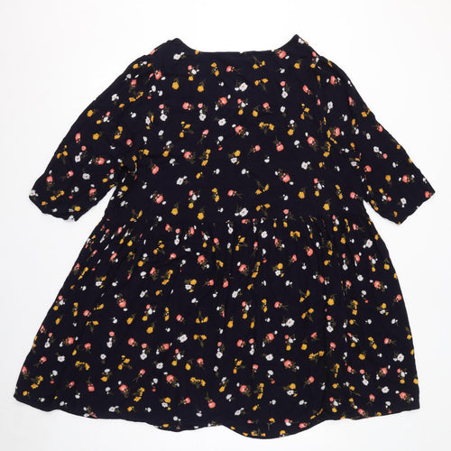 Evans Womens Blue Floral Viscose A-Line Size 20 Round Neck Pullover