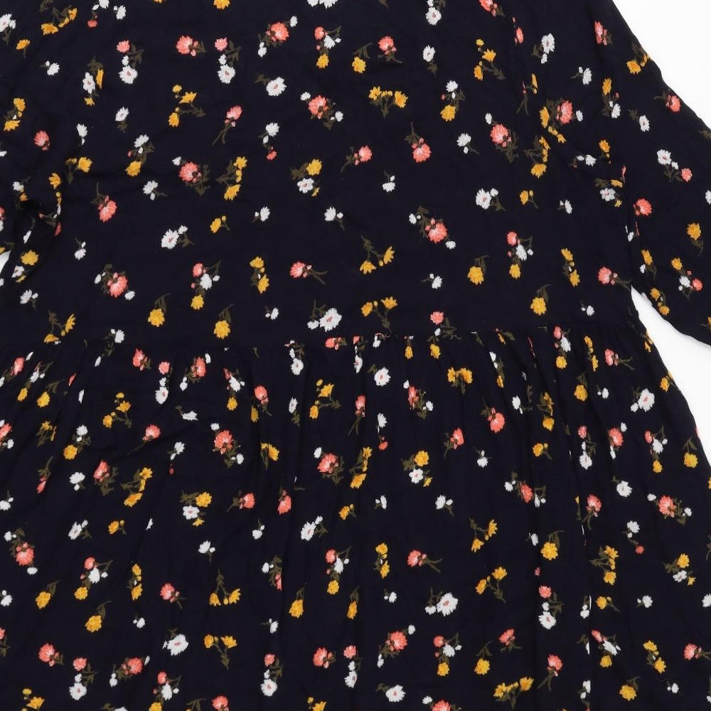 Evans Womens Blue Floral Viscose A-Line Size 20 Round Neck Pullover