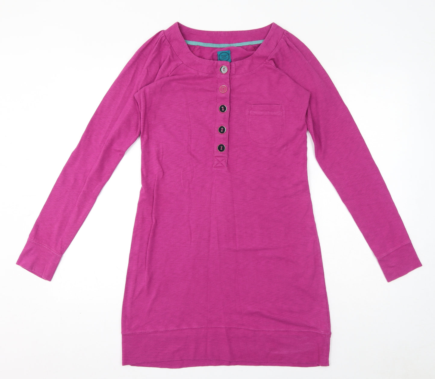 Joules Womens Pink 100% Cotton Bodycon Size 8 Henley Pullover