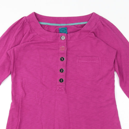 Joules Womens Pink 100% Cotton Bodycon Size 8 Henley Pullover
