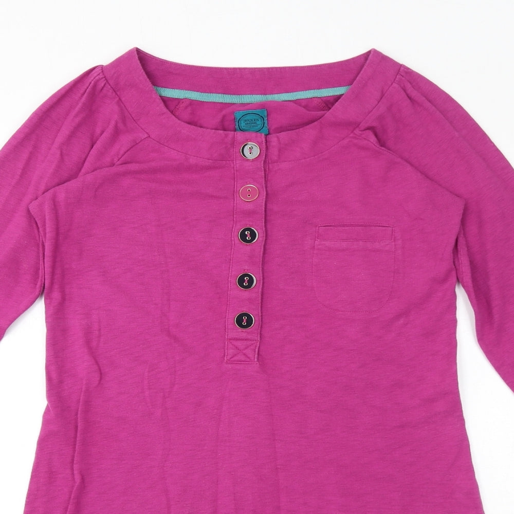Joules Womens Pink 100% Cotton Bodycon Size 8 Henley Pullover