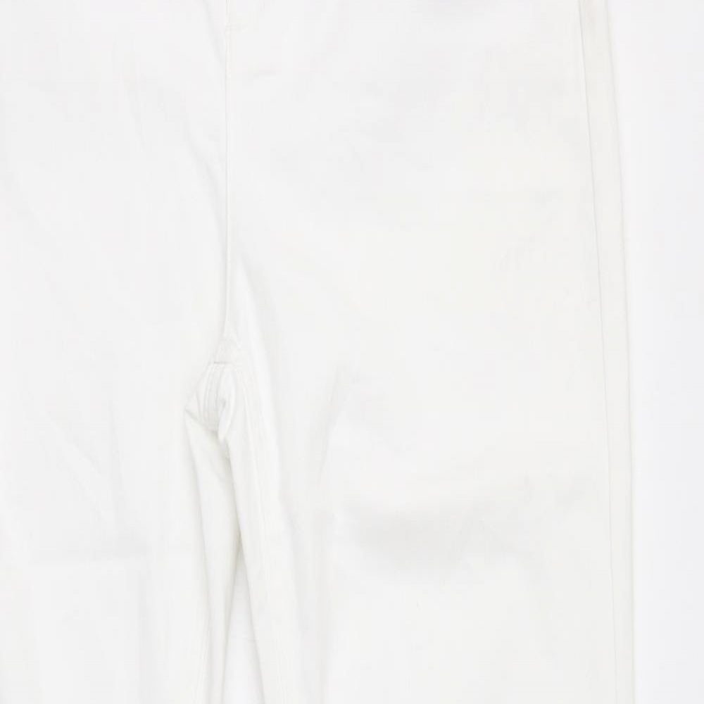 Marks and Spencer Womens White Cotton Straight Jeans Size 14 L30 in Regular Zip