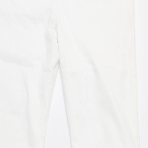 Marks and Spencer Womens White Cotton Straight Jeans Size 14 L30 in Regular Zip