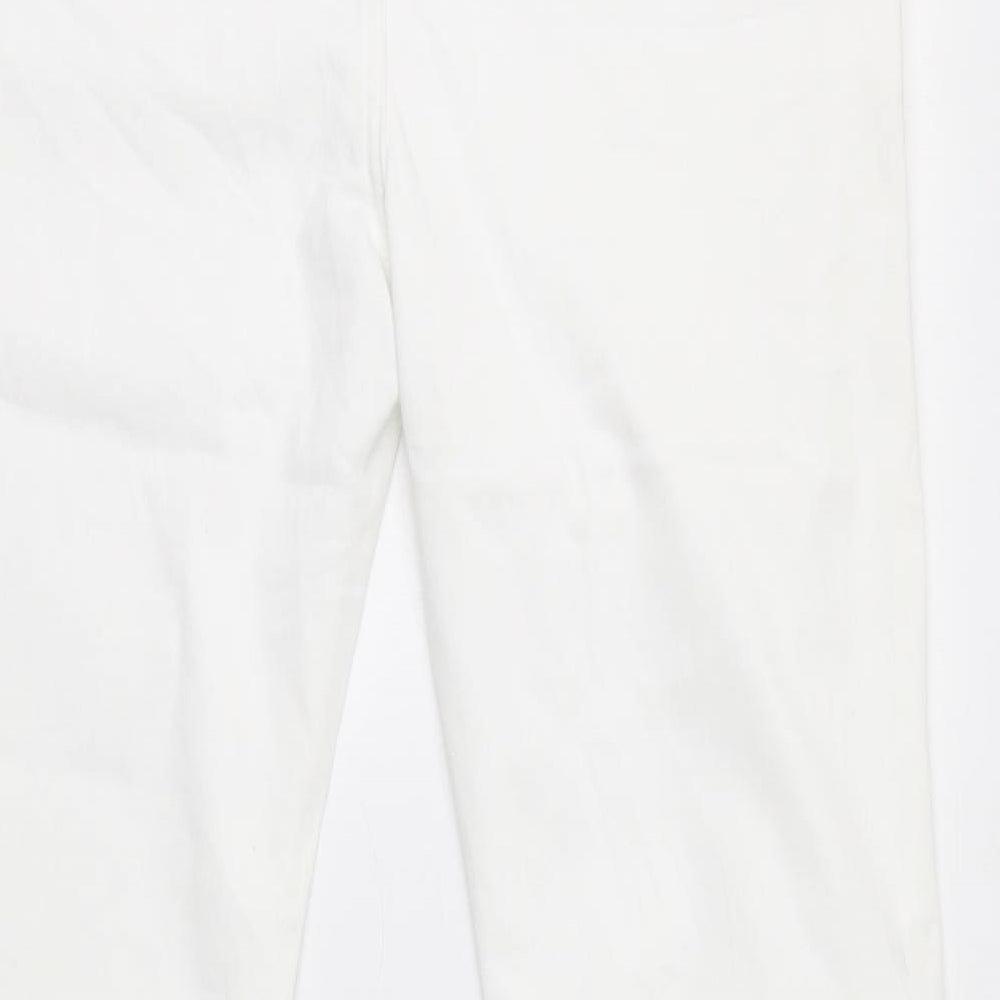 Marks and Spencer Womens White Cotton Straight Jeans Size 14 L30 in Regular Zip
