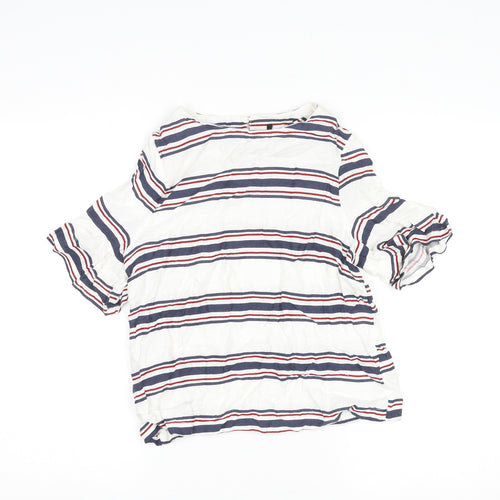 New Look Womens Multicoloured Striped Viscose Basic Blouse Size 8 Round Neck