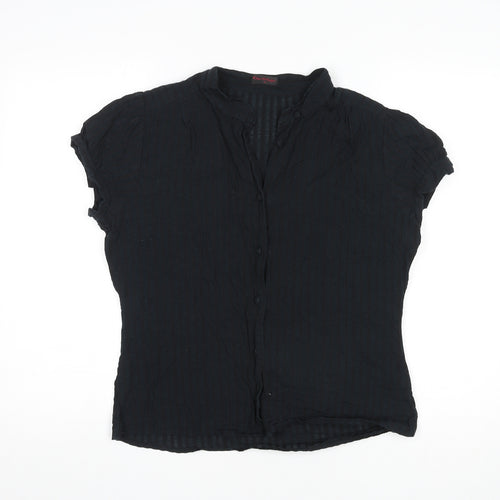 Miss Selfridge Womens Black Viscose Basic Button-Up Size 16 V-Neck
