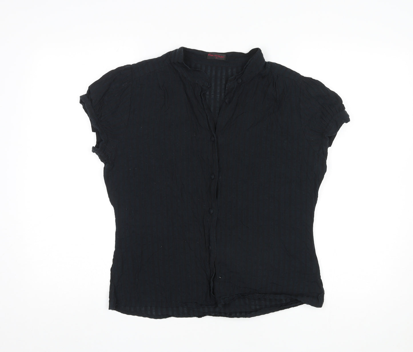 Miss Selfridge Womens Black Viscose Basic Button-Up Size 16 V-Neck