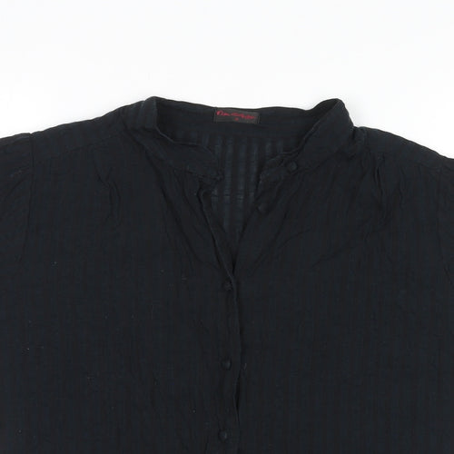 Miss Selfridge Womens Black Viscose Basic Button-Up Size 16 V-Neck