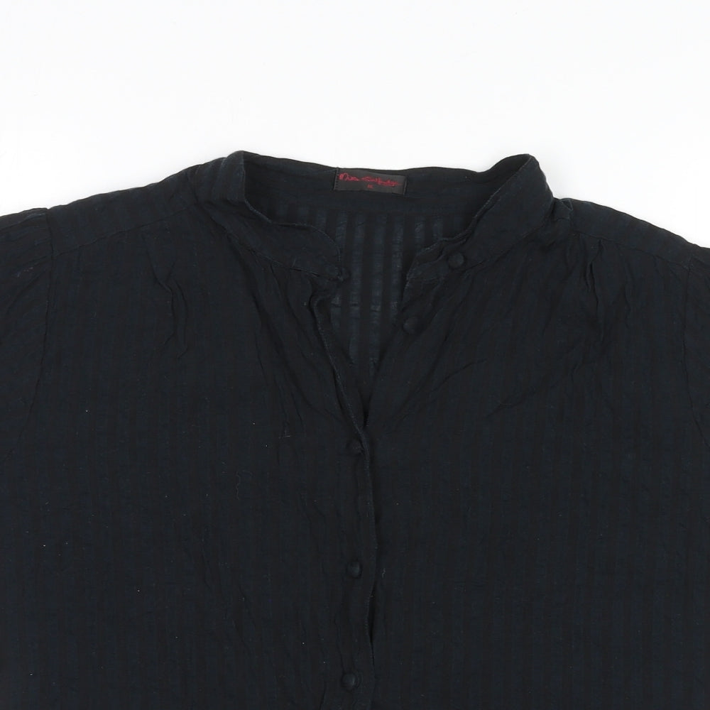 Miss Selfridge Womens Black Viscose Basic Button-Up Size 16 V-Neck