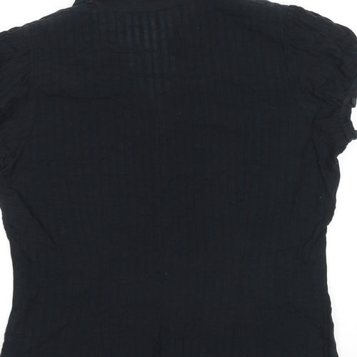 Miss Selfridge Womens Black Viscose Basic Button-Up Size 16 V-Neck