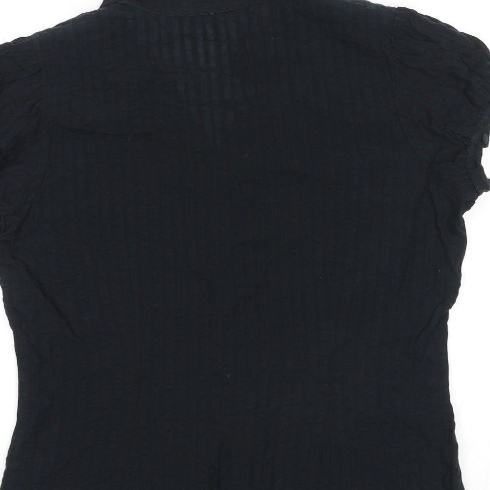 Miss Selfridge Womens Black Viscose Basic Button-Up Size 16 V-Neck