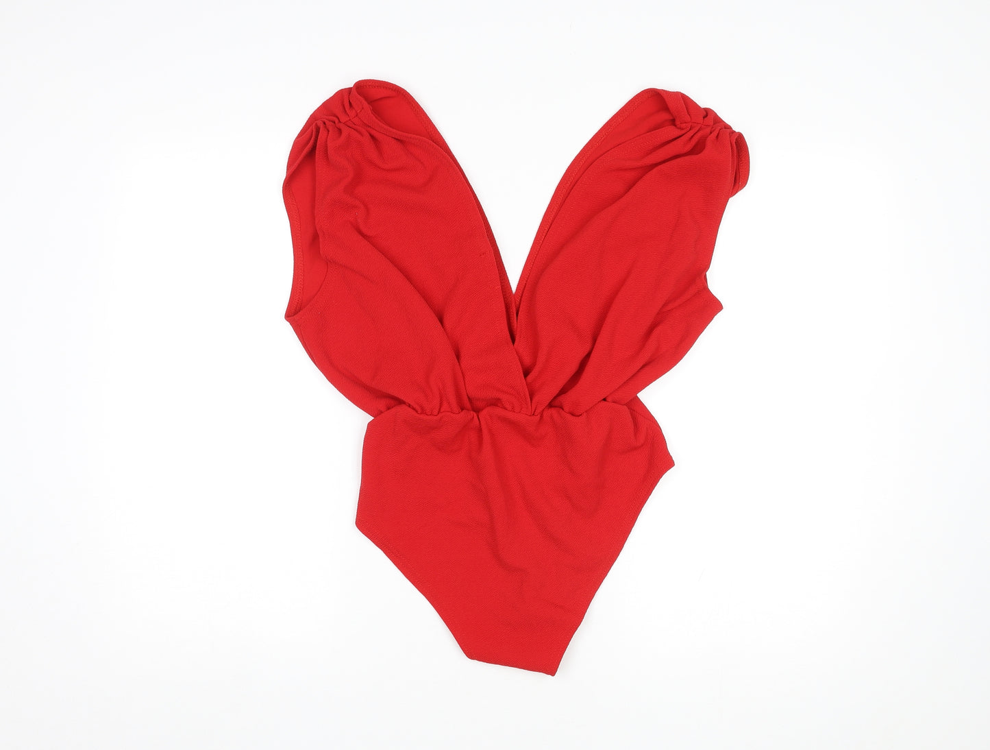 Boohoo Womens Red Polyester Bodysuit One-Piece Size 16 Snap