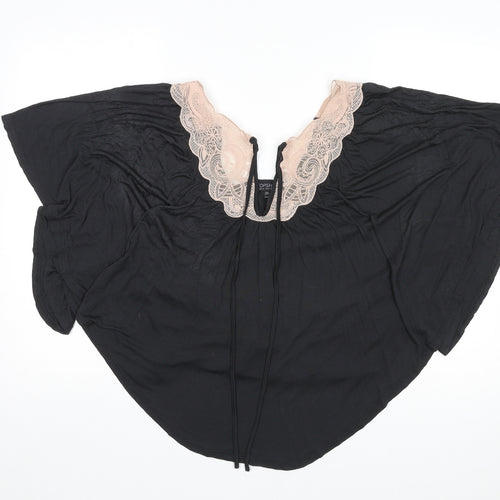 Topshop Womens Black Viscose Basic Blouse Size 14 V-Neck