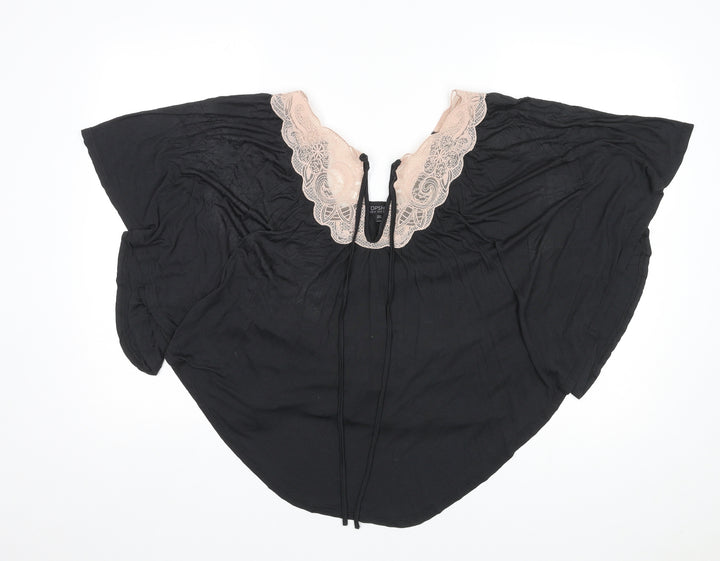 Topshop Womens Black Viscose Basic Blouse Size 14 V-Neck