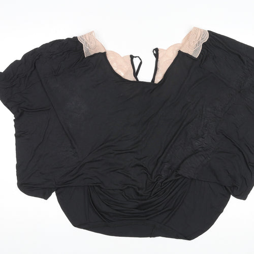 Topshop Womens Black Viscose Basic Blouse Size 14 V-Neck
