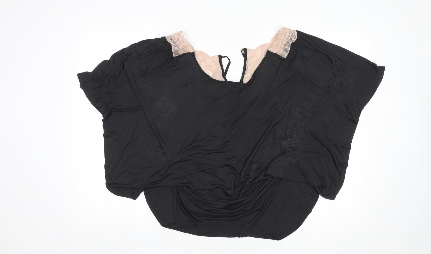 Topshop Womens Black Viscose Basic Blouse Size 14 V-Neck