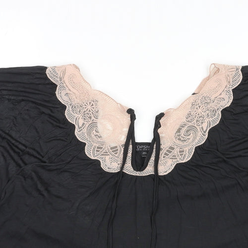 Topshop Womens Black Viscose Basic Blouse Size 14 V-Neck