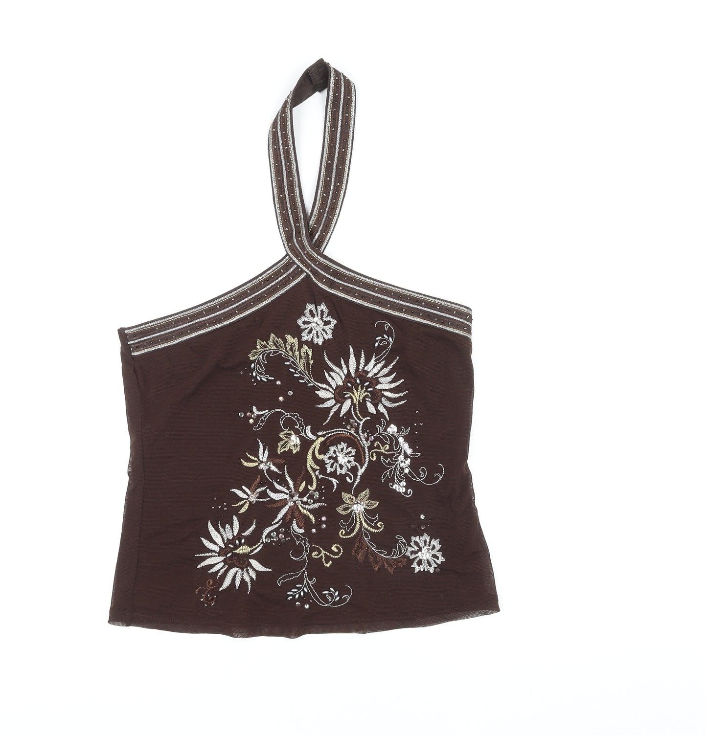 NEXT Womens Brown Nylon Cropped Tank Size 14 Halter