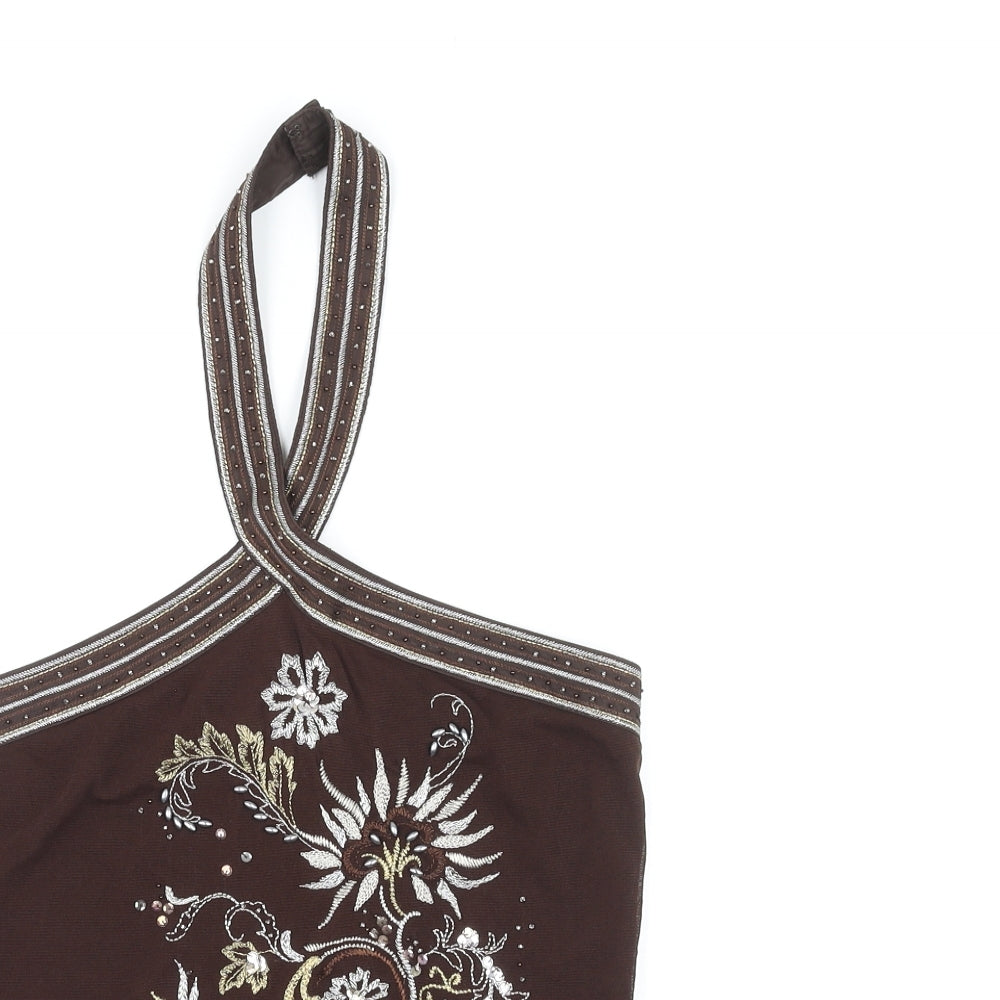 NEXT Womens Brown Nylon Cropped Tank Size 14 Halter