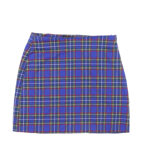 New Look Womens Multicoloured Plaid Polyester A-Line Skirt Size 12 Zip