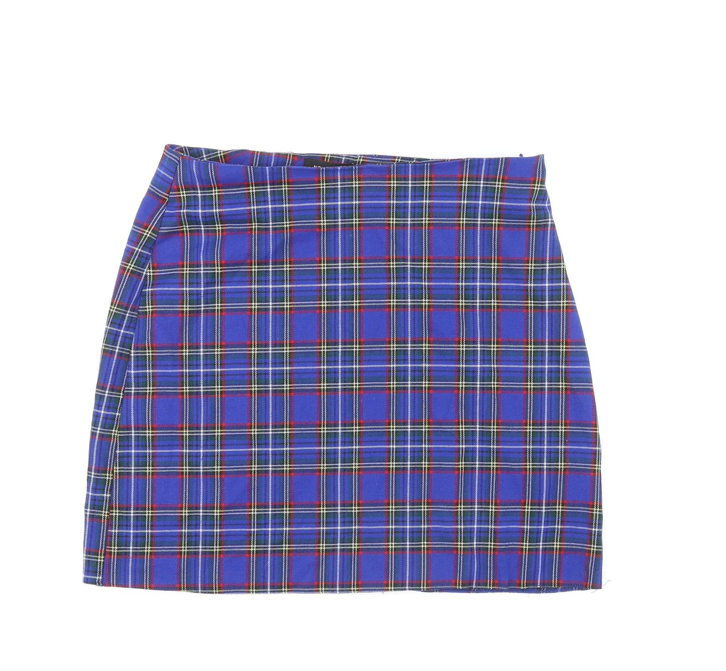 New Look Womens Multicoloured Plaid Polyester A-Line Skirt Size 12 Zip