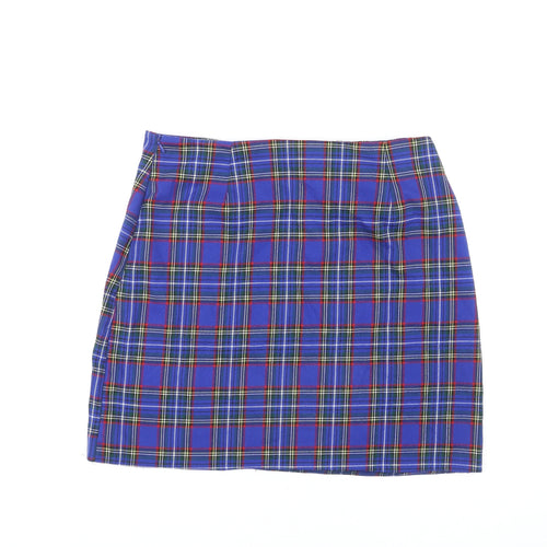 New Look Womens Multicoloured Plaid Polyester A-Line Skirt Size 12 Zip