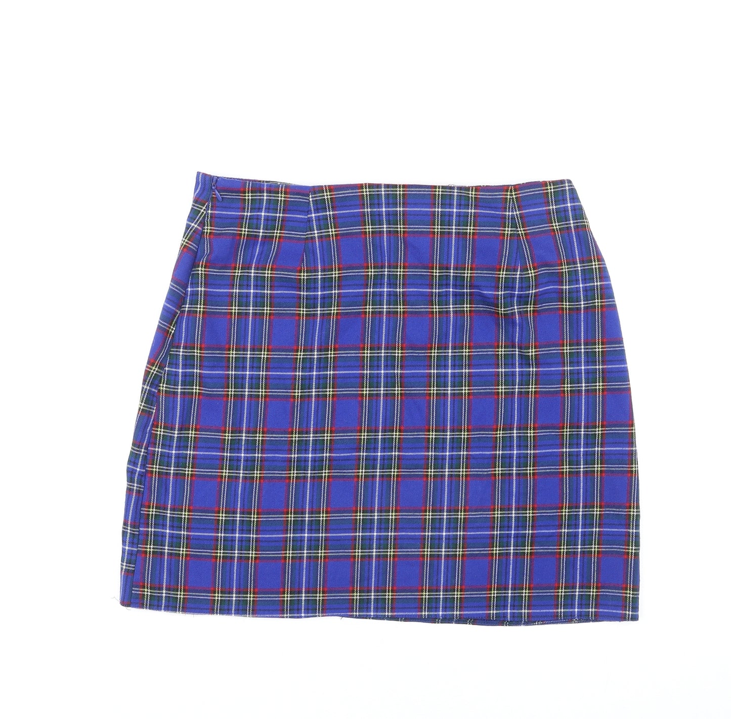 New Look Womens Multicoloured Plaid Polyester A-Line Skirt Size 12 Zip