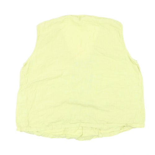 Sahara Womens Green Linen Cropped Blouse Size L Scoop Neck