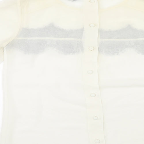 Dorothy Perkins Womens Ivory Polyester Basic Blouse Size 6 Round Neck - Lace Overlay