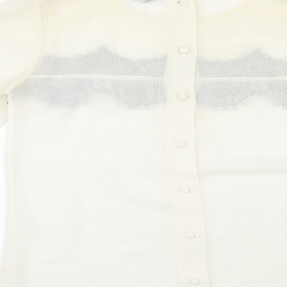 Dorothy Perkins Womens Ivory Polyester Basic Blouse Size 6 Round Neck - Lace Overlay