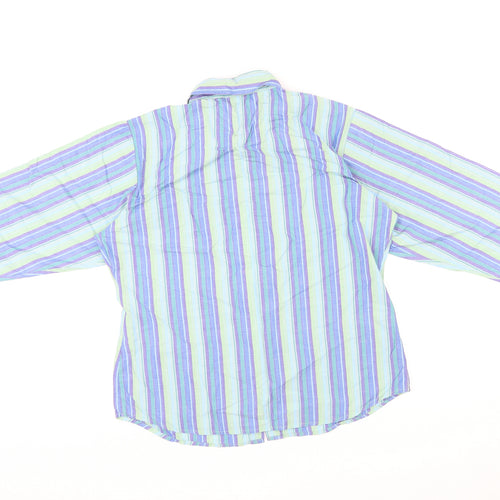 BHS Womens Multicoloured Striped Cotton Basic Button-Up Size 16 Collared