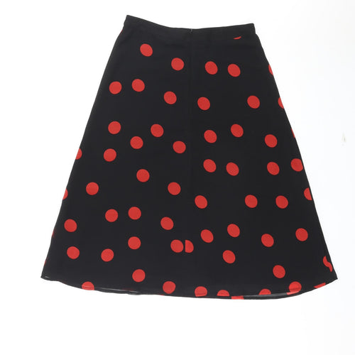 Sosandar Womens Black Polka Dot Polyester A-Line Skirt Size 12 Zip