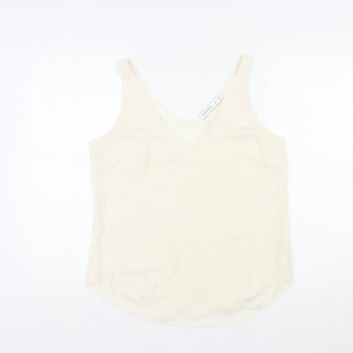Warehouse Womens Ivory Polyester Basic Tank Size 12 V-Neck